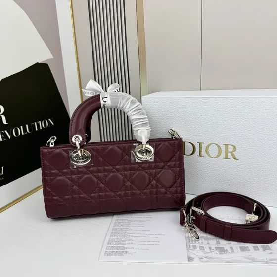 Dior Lady D-Joy Burgundy 22cm Top Handle