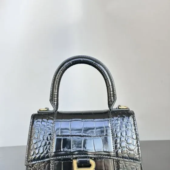 Balenciaga Hourglass Top Handle Bag Black Top Handle