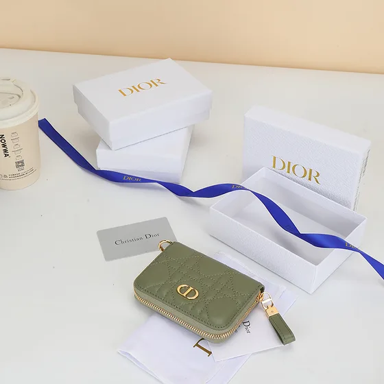 Dior Dior Caro Compact Zipped Lommebok Sage Grønn Coin Purse
