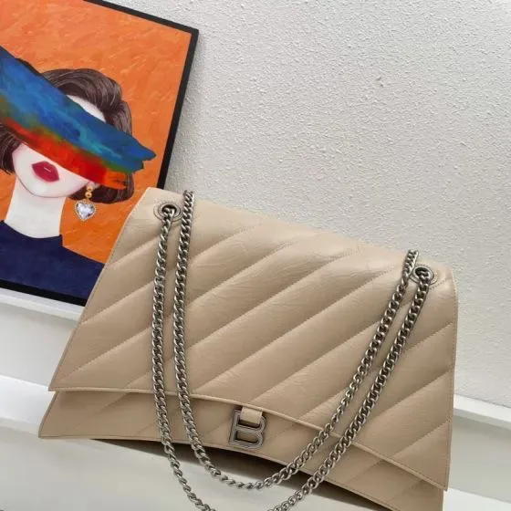 Balenciaga Crush Large Quilted Chain Bag Beige Shoulder Bag