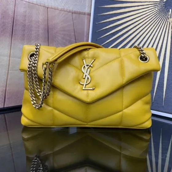 YSL Loulou Puffer Yellow Shoulder Bag