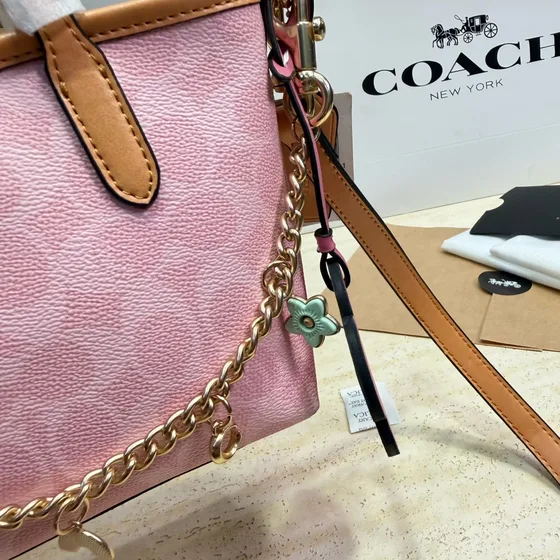 Coach Mini City Tote In Signature Lærred Powder Lyserød Tophåndtag