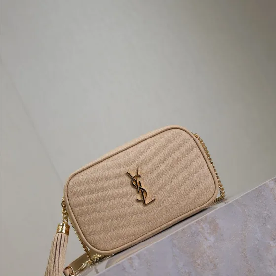 YSL Lou Mini Camera Bag Beige Crossbody