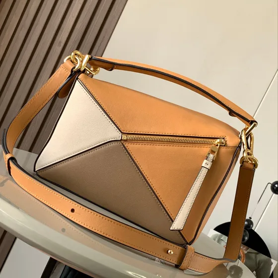 Loewe Puzzle Bag Multicolore Warm Taupe/Arancione/Beige Crossbody