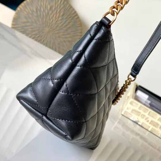 YSL Sade Small Quilted Leather Shoulder Bag Black Shoulder Bag