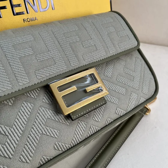 Fendi Baguette Light Grey Shoulder Bag