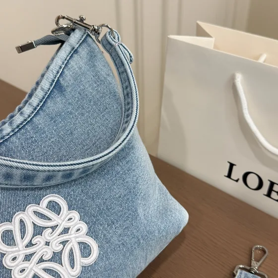 Loewe Cubi Anagram Denim Bag Light Biru Denim Hobo