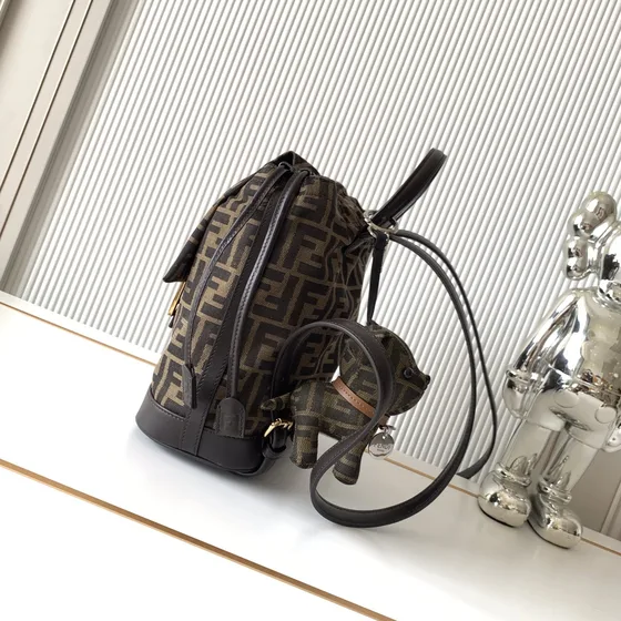 Fendi Ff Jacquard Bucket Mochila Marrón Mochila