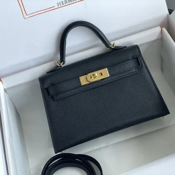 Hermes Mini Kelly Black Top Handle