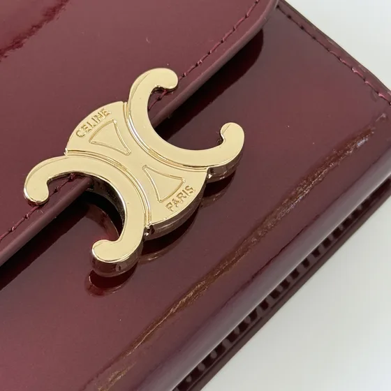 Celine Triomphe Compact Кошелёк Бордовый Card Holder