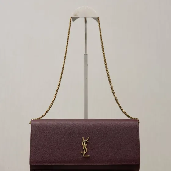 YSL Cassandre Chain Wallet Burgundy Woc