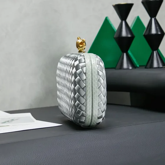 Bottega Veneta Knot Clutch Silver Clutch