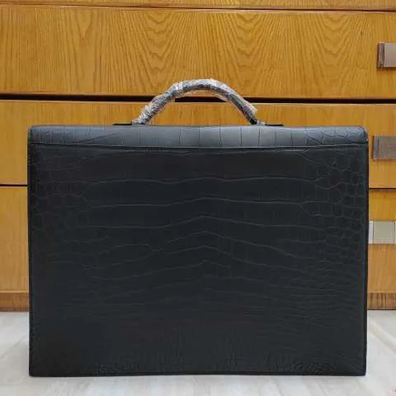 Hermes Briefcase Black crocodile-embossed leather 37 27 8CM business