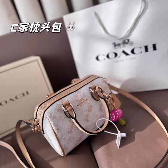 Coach Mini Rowan Satchel White Light Beige Crossbody Top Handle