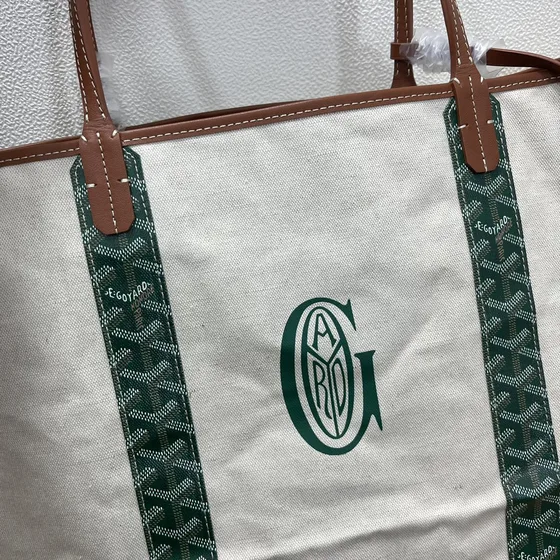 Goyard Saint Louis Pm Weiß Grün Shoppertasche
