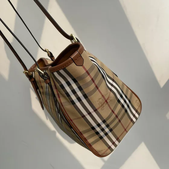 Burberry Vintage Check Tote Bag Beige Brown Tote Bag