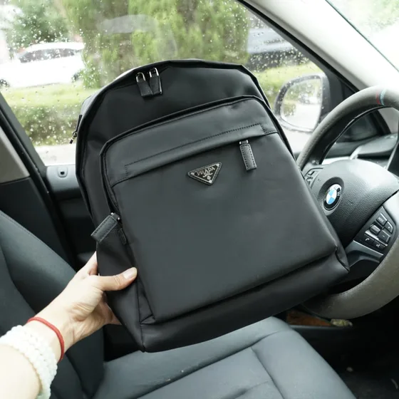 Prada Re-Nylon And Saffiano Leather Backpack Black Backpack
