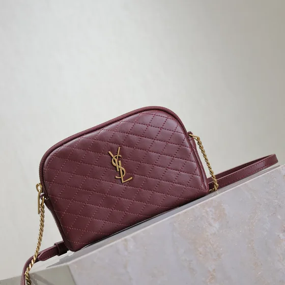 YSL Gaby Zipped Quilted Crossbody Pochette Bordeaux Crossbody