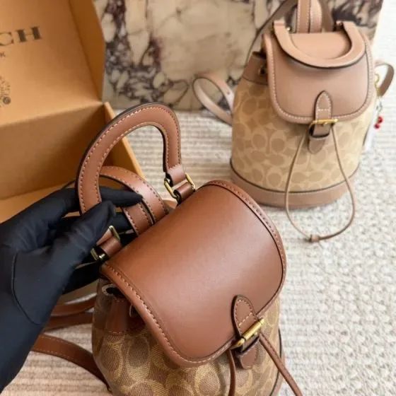 Coach Mini Signature Coated Canvas Backpack Brown Backpack