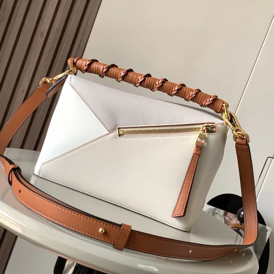 Loewe Puzzle Edge Small Bag Hvid/Blush/Tan Crossbody