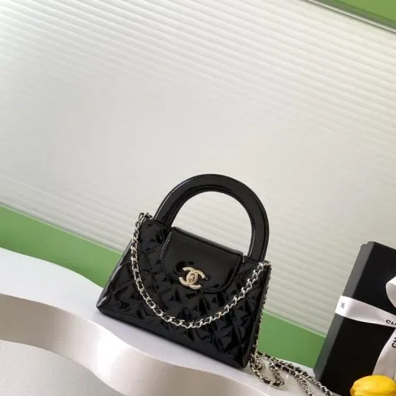 Chanel Kelly Mini Shopping Bag Black Top Handle