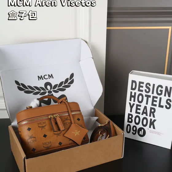 MCM Aren Visetos Black Top Handle