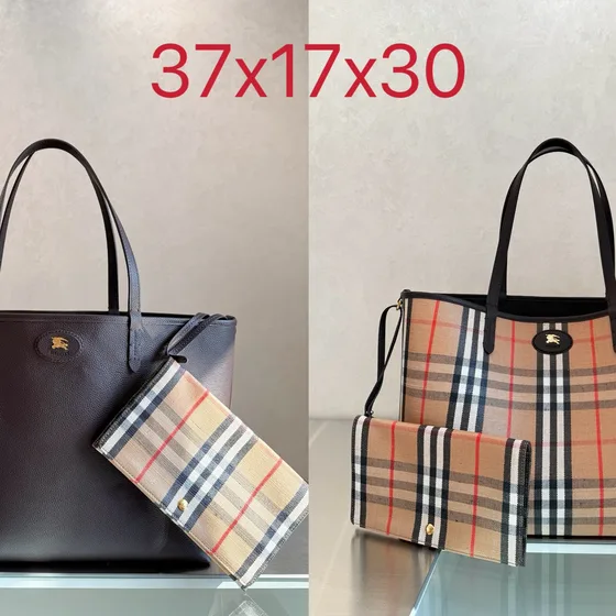 Burberry Reversible Check Tote Preto 25x17x30 Bolsa tote