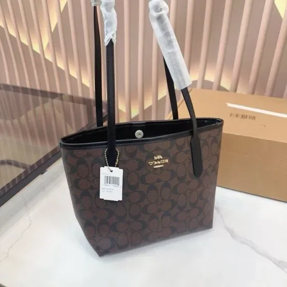 Coach City Tote Bag Brown Black Tote Bag