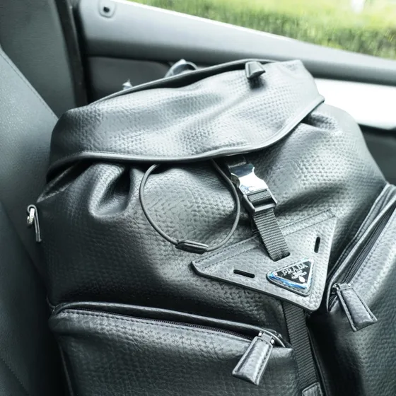 Prada Medium Fold Over Rygsæk Sort Rygsæk