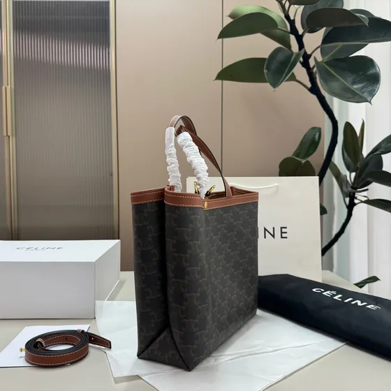 Celine Triomphe Cabas Tote Brun/Tan Kass