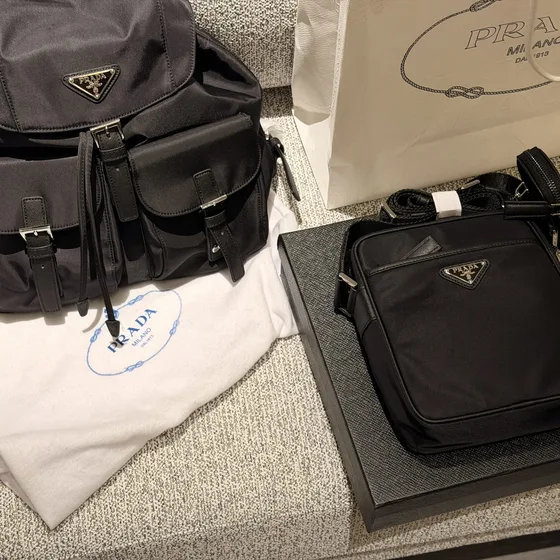 Prada Re-Nylon Crossbody Bag With Pouch Black Crossbody