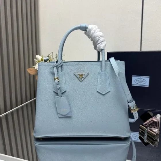Prada Galleria Saffiano Leather Tote Light Blue Tote Bag