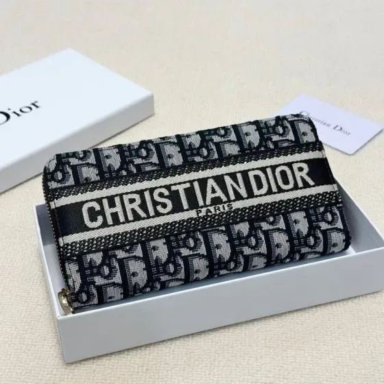 Dior Long Zipped Wallet Dior Oblique Beige And Black Wallet