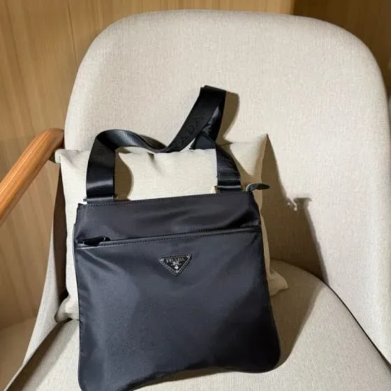 Prada Nylon Messenger Bag Black Crossbody