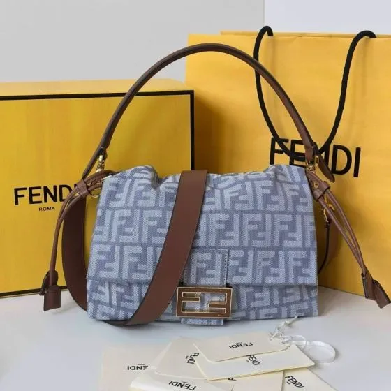 Fendi Mamma Baguette Light Blue Shoulder Bag