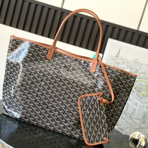 Goyard Saint Louis Hitam Coklat Tote Bag