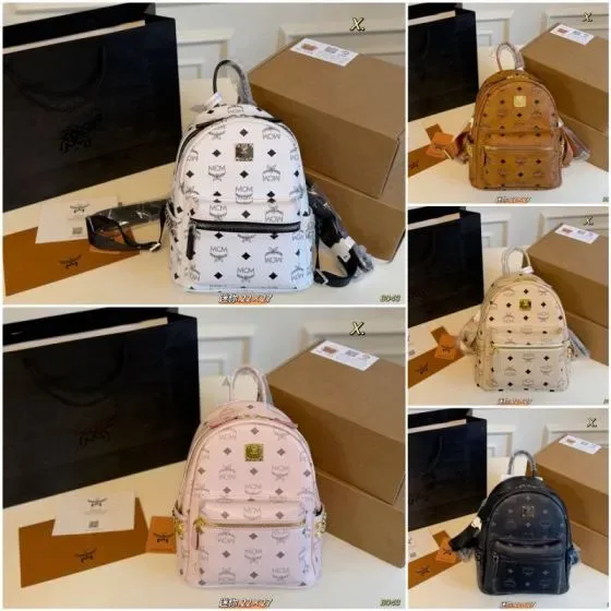 MCM Stark Side Studs Backpack Mini White 22 27cm Backpack