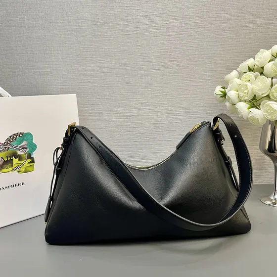 Prada Leather Shoulder Bag Black Hobo