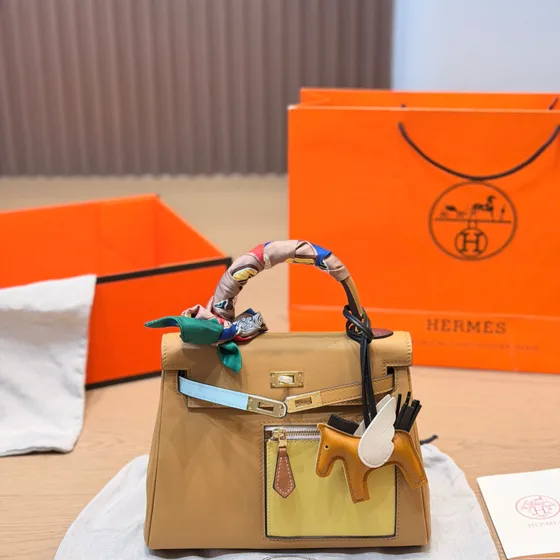 Hermes Kelly Colormatic Chai / Soufre Top Handle