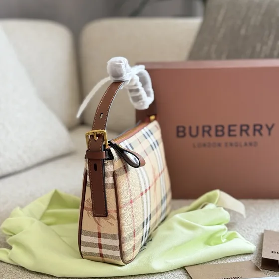 Burberry Haymarket Check Bolsa de ombro Bege/Marrom Bolsa de ombro