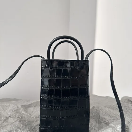 Balenciaga Shopping Phone Bag Black Crossbody