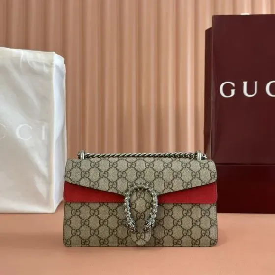 Gucci Dionysus Gg Shoulder Bag Beige Red Shoulder Bag