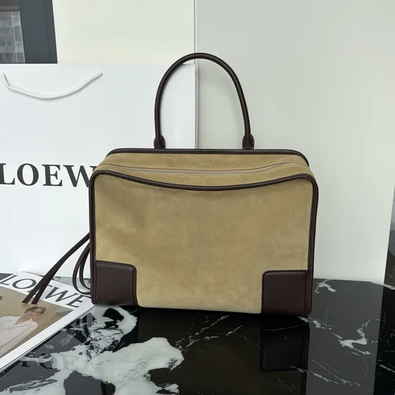 Loewe Amazona Bag Khaki Dark Brown Top Handle