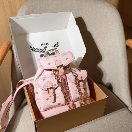 MCM Visetos Essential Backpack Mini Light Pink Backpack