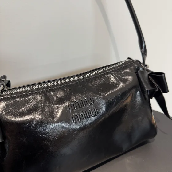 Miu Miu Naplak Patent Leather Mini Shoulder Bag Black Shoulder Bag