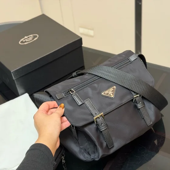 Prada Re-Nylon Medium Messenger Bag Black Crossbody