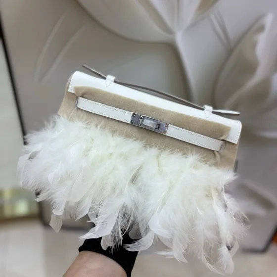 Hermes Kelly Elan Weiß Schultertasche