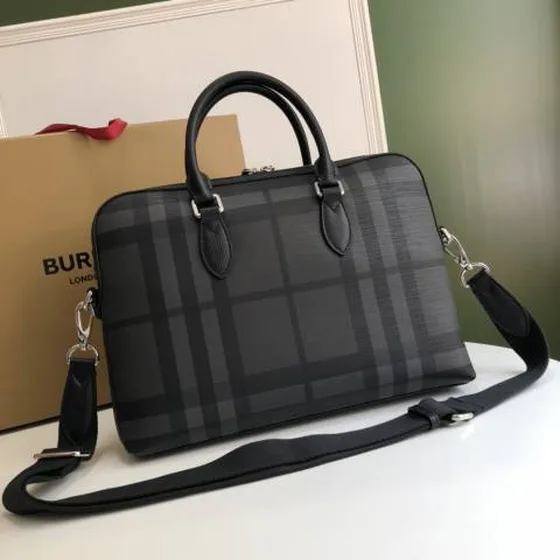 Burberry Briefcase Gray Check 37 x 5 x 27cm business