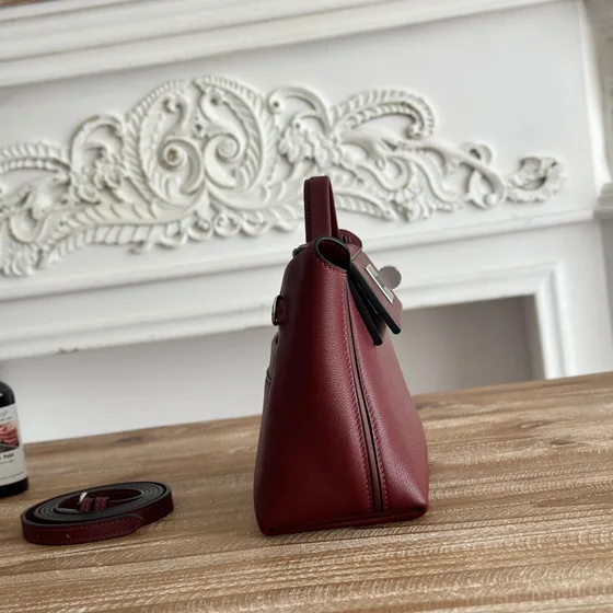 Hermes Kelly 24 24 Mini Burgundy Top Handle