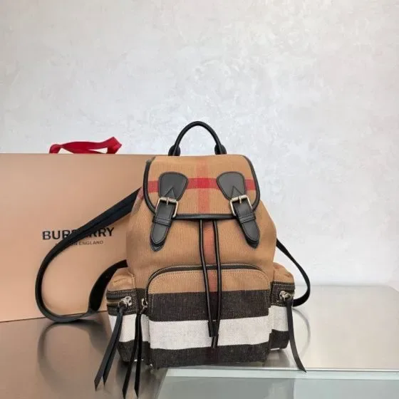 Burberry House Check Canvas Backpack Camel Check Backpack